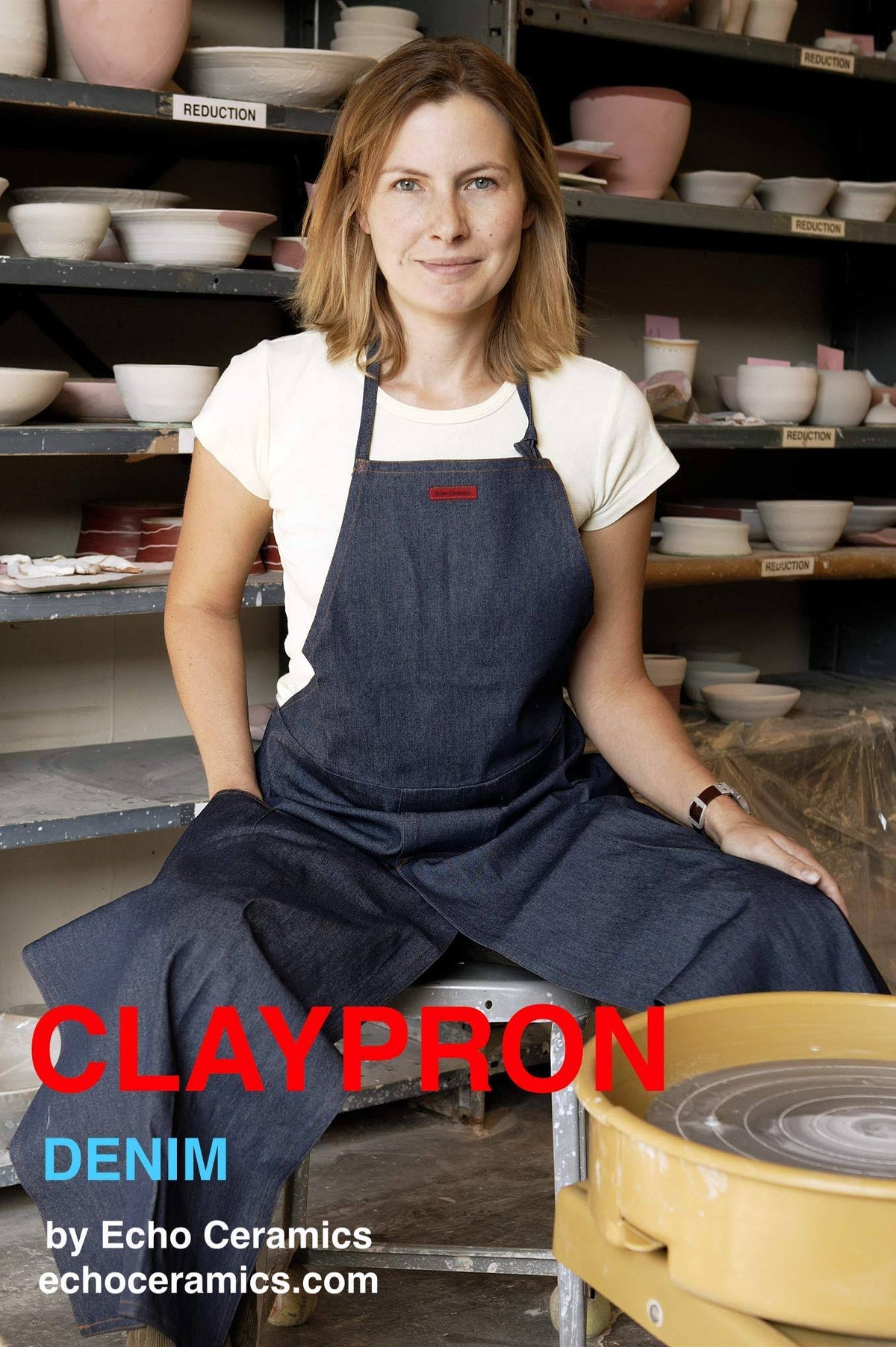 Claypron Artist Potters Kitchen Apron (Blue Denim) - Product image 1