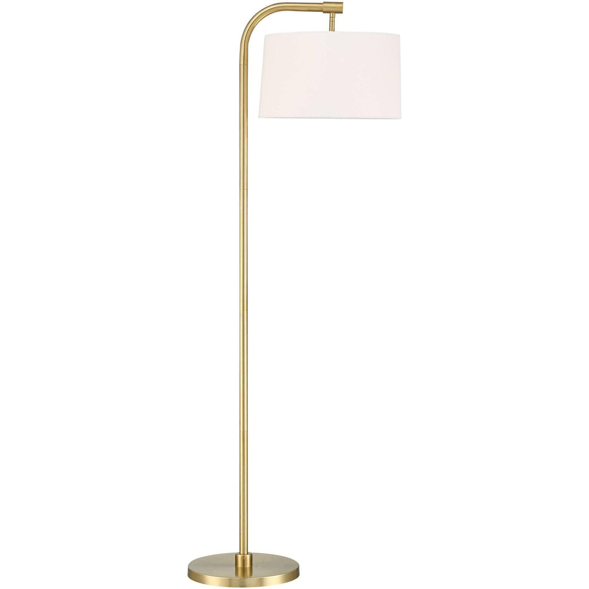 360 Lighting Modern Art Deco Arc Floor Lamp 64 inch Tall Warm Gold Metal White Fabric Drum Shade for Living - Product image 1