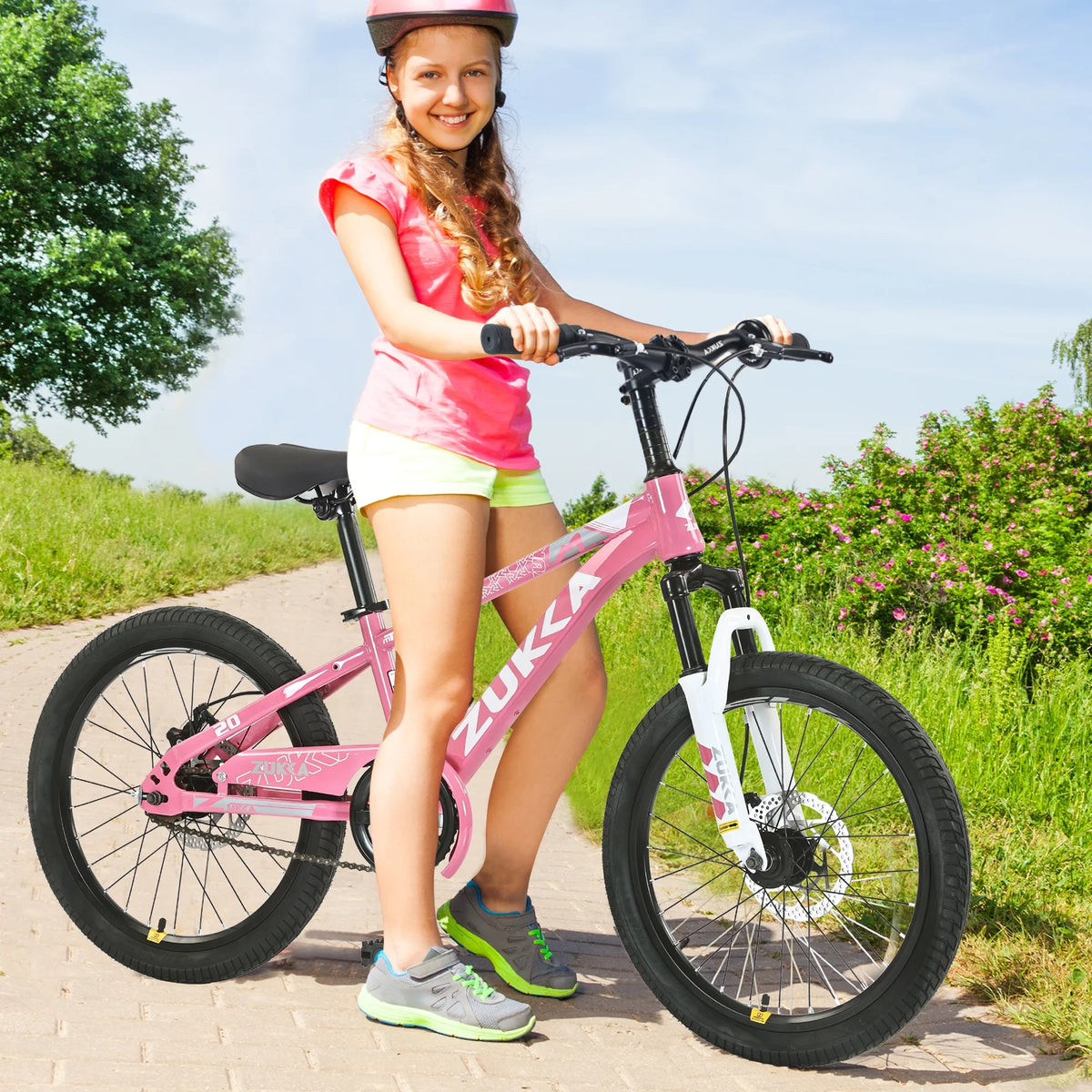 Zukka 20 in Kids Mountain Bike Steel Frame Hardtail Bicycle for Child Aged 7 - 10 Years Pink - Product image 2