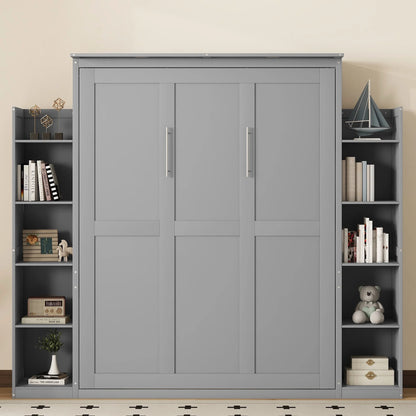 Aukfa Queen Size Murphy Bed with 5 - Tier Storage Shelf & LED Lights - Product image 2