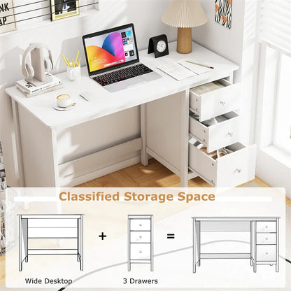 Computer Desk with 3 Storage Drawers, 48" Modern Home Office Desk with Spacious Desktop - Product image 6