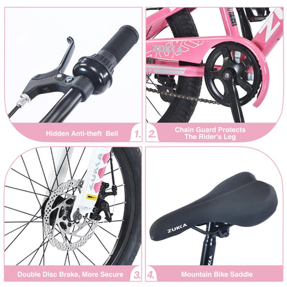 Zukka 20 in Kids Mountain Bike Steel Frame Hardtail Bicycle for Child Aged 7 - 10 Years Pink - Product image 7