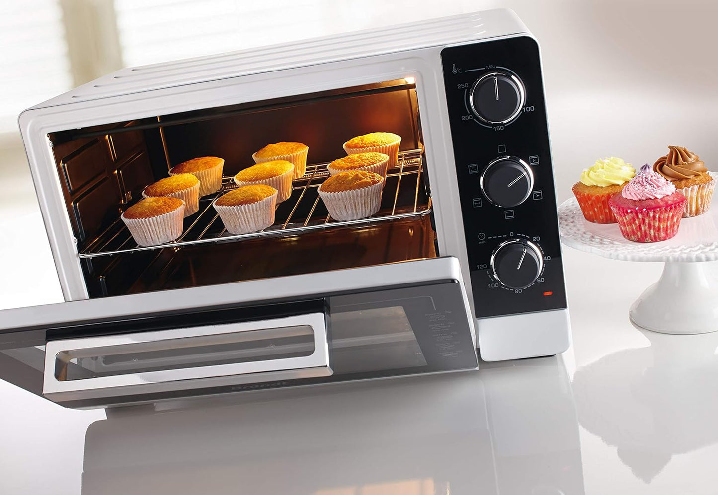 BRANDT - FC405MW - Freestanding and compact mini oven 2100 W - Capacity 40L - Multifunction with 5 cooking modes - Even cooking - Double glazing - White