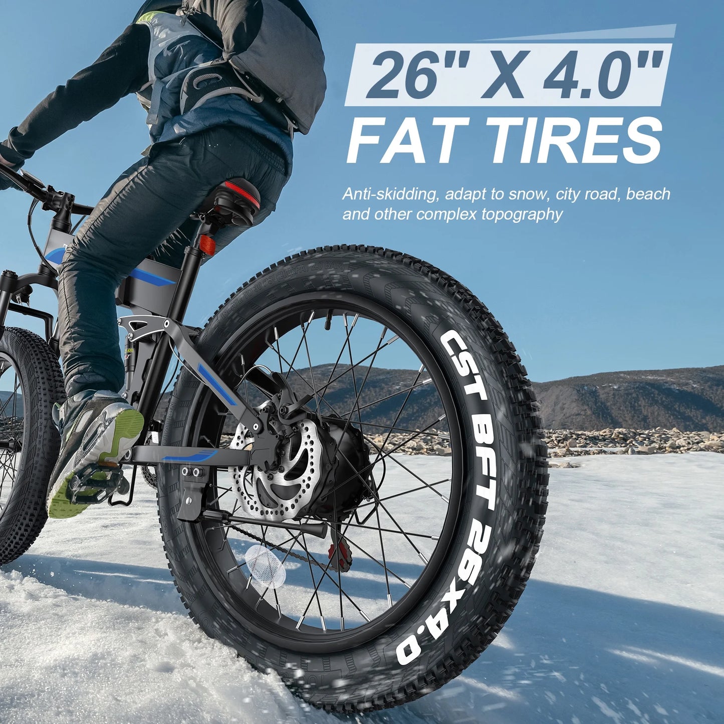 Totguard 26"x4" Electric Bike, Fat Tire 500W Ebike, Foldable Electric Bicycles E Bikes for Adults Electric - Product image 9