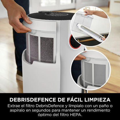 Shark NeverChange up to 5 years Air Purifier, 5-year HEPA Filter, 60m² Coverage, Captures 99.97% of Allergens, Automatic Mode, Quiet, LED Display, for Home and Bedroom, White HP150EU