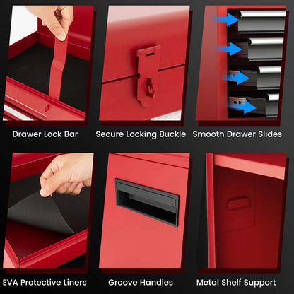 2-in-1 Rolling Tool Chest, 5-Drawer Tool Storage Cabinet with Wheels, Adjustable Shelf - Product image 50