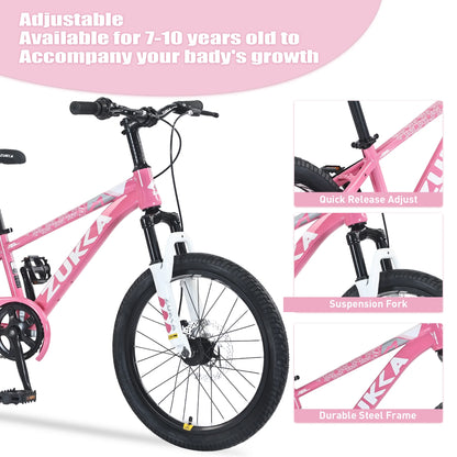 Zukka 20 in Kids Mountain Bike Steel Frame Hardtail Bicycle for Child Aged 7 - 10 Years Pink - Product image 9