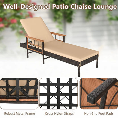 Tangkula 3 Pieces Patio Chaise Lounge Set 2 Rattan Lounge Chairs Side Table - Product image 7