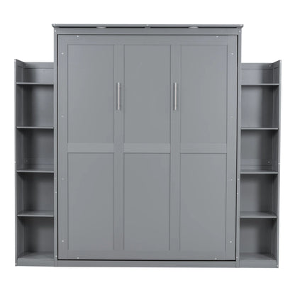 Aukfa Queen Size Murphy Bed with 5 - Tier Storage Shelf & LED Lights - Product image 6
