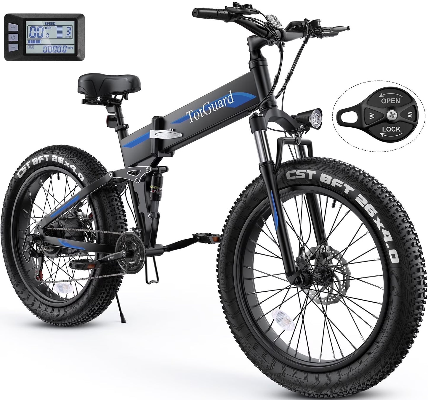 Totguard 26"x4" Electric Bike, Fat Tire 500W Ebike, Foldable Electric Bicycles E Bikes for Adults Electric - Product image 1