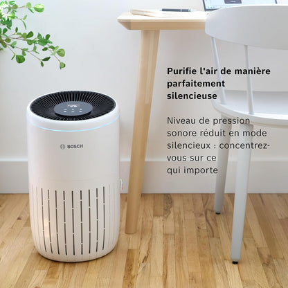 Bosch Air 4000 - Air purifier - For rooms up to 62.5 m² - Effectively filters more than 99% of pollutants - An intelligent sensor, auto and silence modes (< 25 dB(A)) - CADR: 300 m³/h