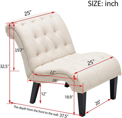 Andeworld Upholstered Accent Chair for Bedroom Living Room Chairs Lounge Chair with Wood Legs Cream Fabric - Product image 8