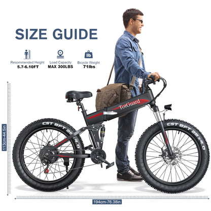 Totguard 26"x4" Electric Bike, Fat Tire 500W Ebike, Foldable Electric Bicycles E Bikes for Adults Electric - Product image 53