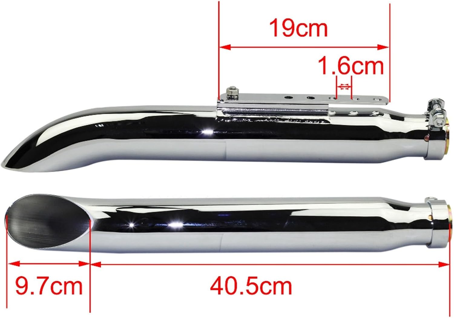 ZIAYI 1 Pair Motorcycle Exhaust Muffler Pipe For Harley For Suzuki VL 125 800 1500 Intruder Bobber Chrome Tapered Turn Iron Muffler (Color : Chrome)