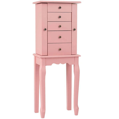 Standing Jewelry Armoire Cabinet with Flip Top Mirror, 4 Drawers, 8 Necklace Hooks & 2 Side Doors - Product image 37
