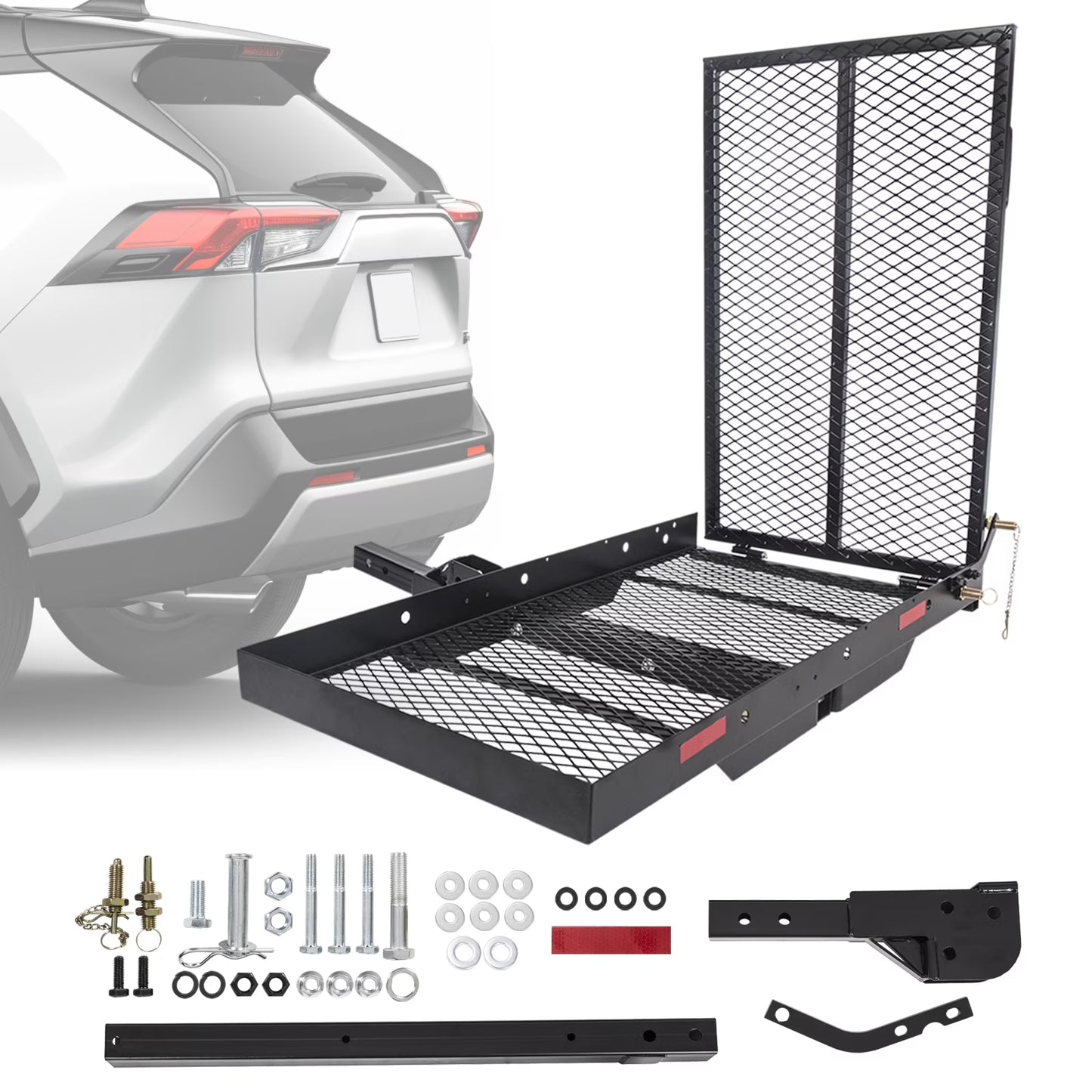 HECASA Hitch Mounted Cargo Carrier Mobility Scooter and Wheelchair Carrier Rack with Loading Ramp Luggage - Product image 1