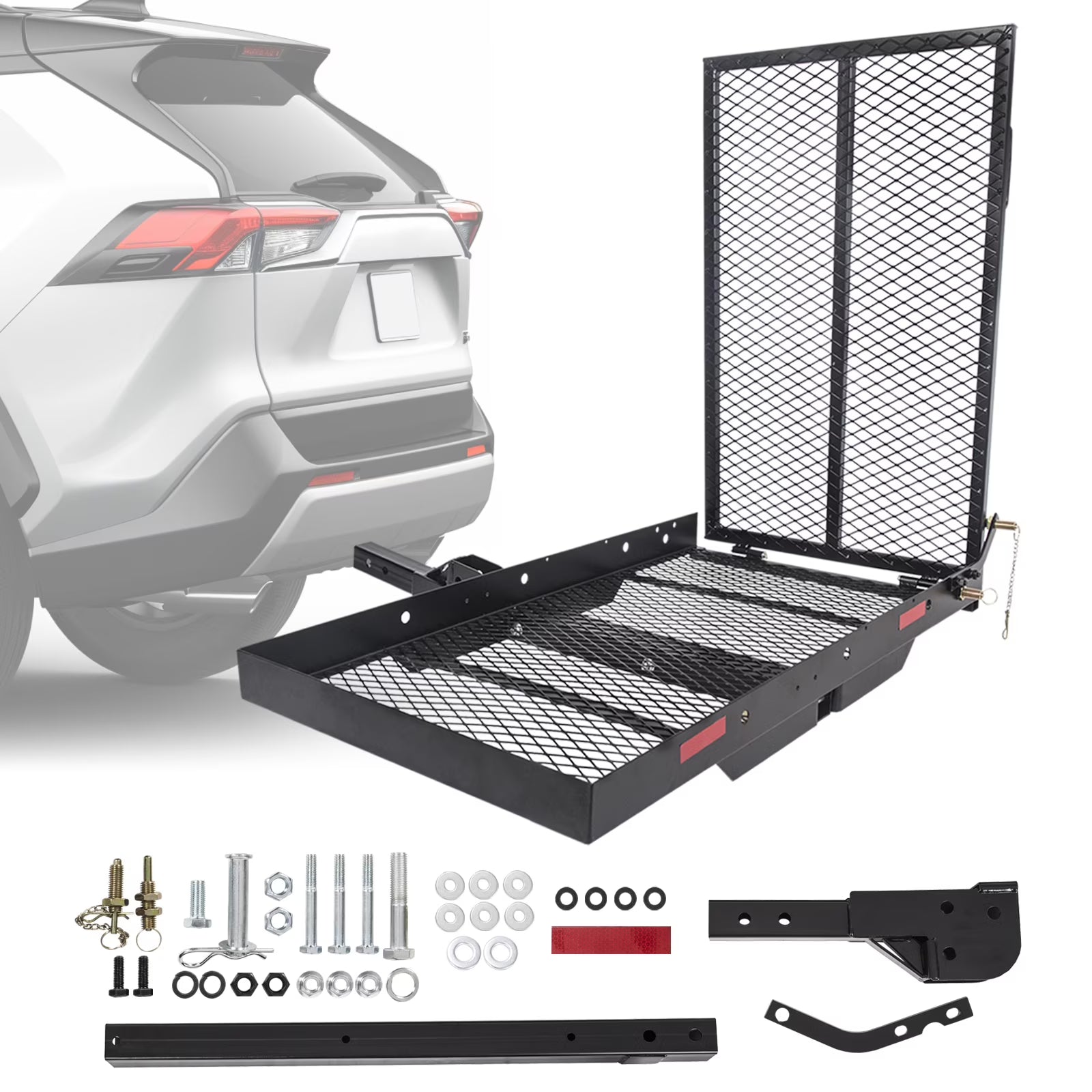 HECASA Hitch Mounted Cargo Carrier Mobility Scooter and Wheelchair Carrier Rack with Loading Ramp Luggage - Product image 1