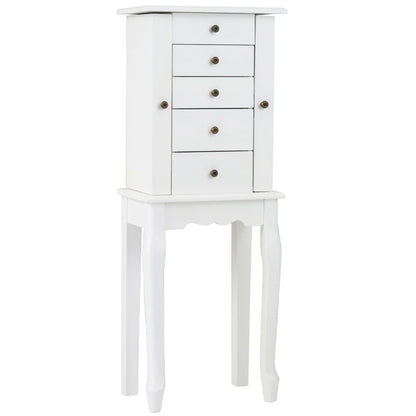Standing Jewelry Armoire Cabinet with Flip Top Mirror, 4 Drawers, 8 Necklace Hooks & 2 Side Doors - Product image 32