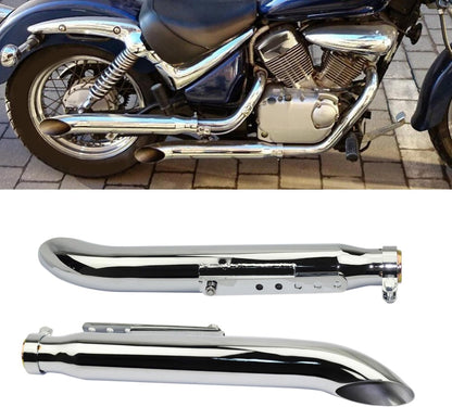 ZIAYI 1 Pair Motorcycle Exhaust Muffler Pipe For Harley For Suzuki VL 125 800 1500 Intruder Bobber Chrome Tapered Turn Iron Muffler (Color : Chrome)