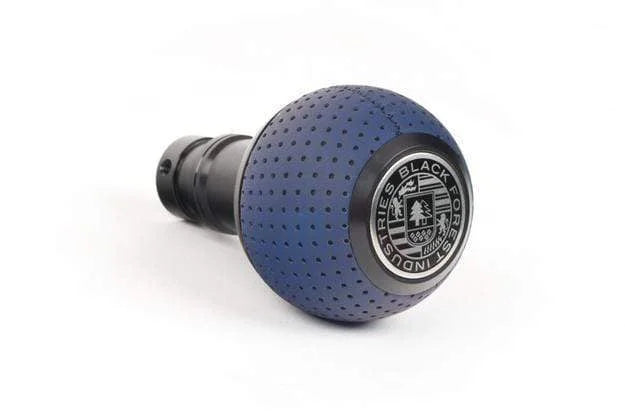 BFI GS2 Heavy Weight Shift Knob - Porsche Maritime Blue Leather - Black Anodized (Audi R8 - M8x1.25)