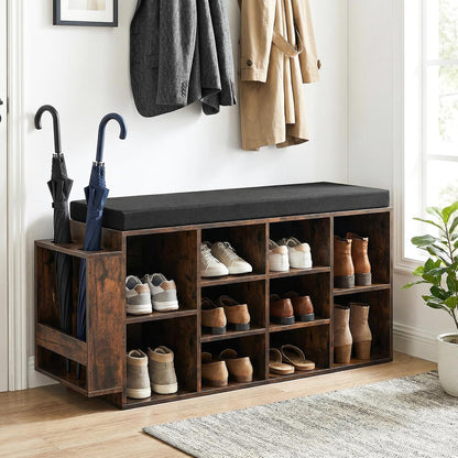 Tangkula Shoe Storage Bench with Umbrella Stand 10-Cubby Entryway Shoe Rack Organizer - Product image 9