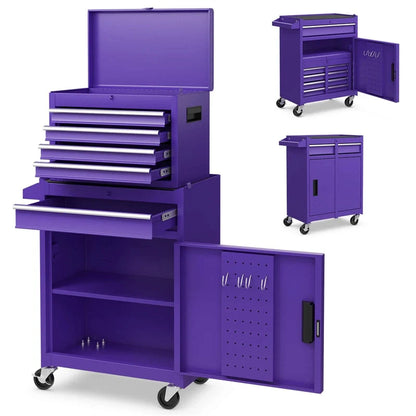 2-in-1 Rolling Tool Chest, 5-Drawer Tool Storage Cabinet with Wheels, Adjustable Shelf - Product image 95