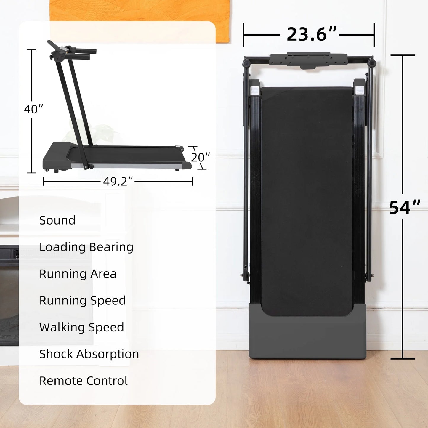 Ambifirner Portable Folding Treadmill, 3.0 HP Foldable Compact Treadmill for Home Office with 300 lb - Product image 22