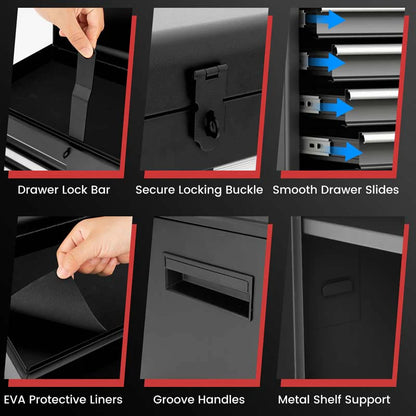 2-in-1 Rolling Tool Chest, 5-Drawer Tool Storage Cabinet with Wheels, Adjustable Shelf - Product image 60