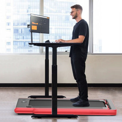 Foldable Treadmill 0.75HP Double LED Display APP and Remote Control Motorized Speed ​​12 km/h Surface 40x100cm Red -