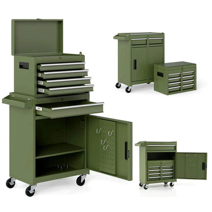 2-in-1 Rolling Tool Chest, 5-Drawer Tool Storage Cabinet with Wheels, Adjustable Shelf - Product image 64