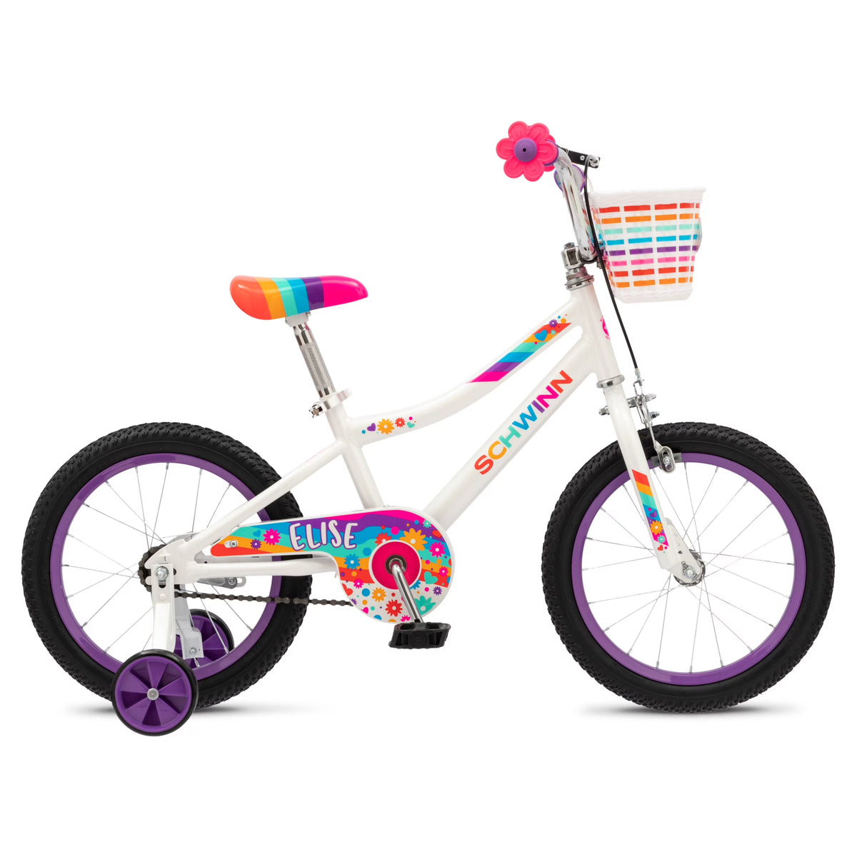 Schwinn Elise Kids Bike with Training Wheels, 16 in Wheels, Ages 3 - 7, White - Product image 1