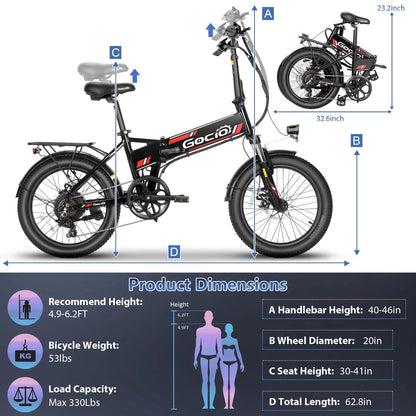Gocio Foldable Electric Bike for Adults, Peak 750W Electric Mountain Bicycles - Product image 20