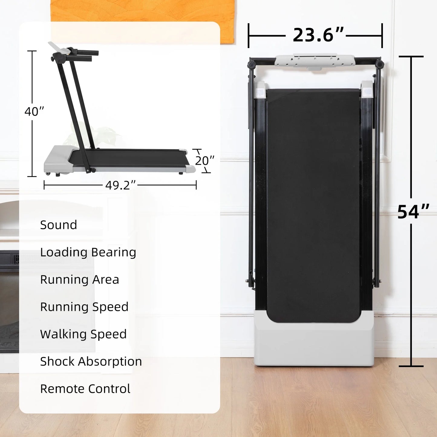 Ambifirner Portable Folding Treadmill, 3.0 HP Foldable Compact Treadmill for Home Office with 300 lb - Product image 26