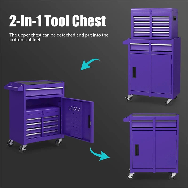 2-in-1 Rolling Tool Chest, 5-Drawer Tool Storage Cabinet with Wheels, Adjustable Shelf - Product image 89