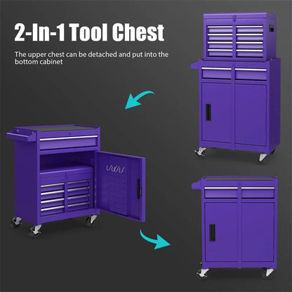 2-in-1 Rolling Tool Chest, 5-Drawer Tool Storage Cabinet with Wheels, Adjustable Shelf - Product image 89