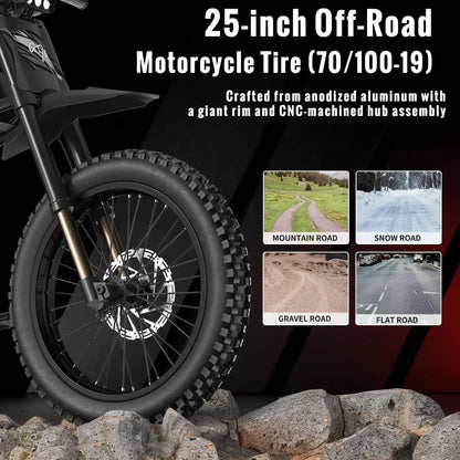 Ridingtimes GT73 Electric Motorbike 2400W 48V 18.2ah*2 Electric BIKE with 25" Tires Digital Screen Carbon - Product image 14