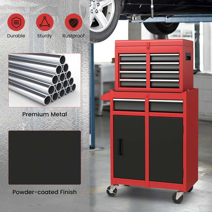 2-in-1 Rolling Tool Chest, 5-Drawer Tool Storage Cabinet with Wheels, Adjustable Shelf - Product image 47