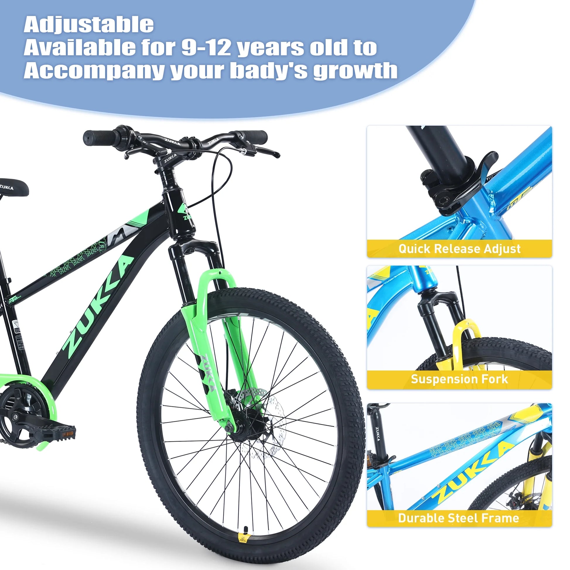 Zukka 20 in Kids Mountain Bike Steel Frame Hardtail Bicycle for Child Aged 7 - 10 Years Pink - Product image 22