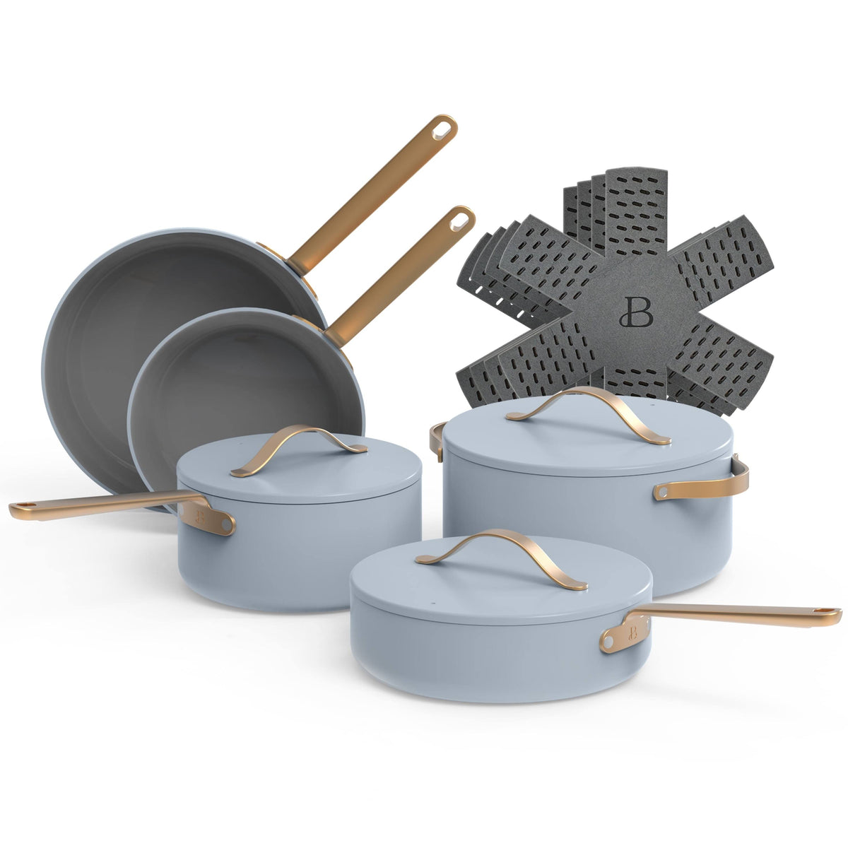Beautiful 19230 12pc Ceramic Non-Stick Cookware Set, Cornflower Blue - Product image 1