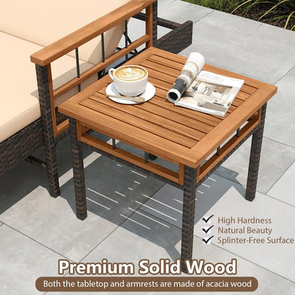 Tangkula 3 Pieces Patio Chaise Lounge Set 2 Rattan Lounge Chairs Side Table - Product image 4
