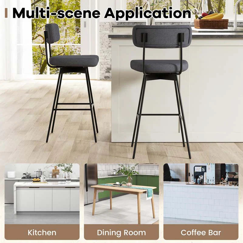 Swivel Bar Stools Set of 2, 29" Upholstered Bar Height Chairs with Back - Product image 21