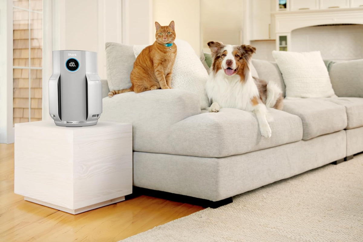 Shark NeverChange up to 5 years Air Purifier, 5-year HEPA Filter, 60m² Coverage, Captures 99.97% of Allergens, Automatic Mode, Quiet, LED Display, for Home and Bedroom, White HP150EU