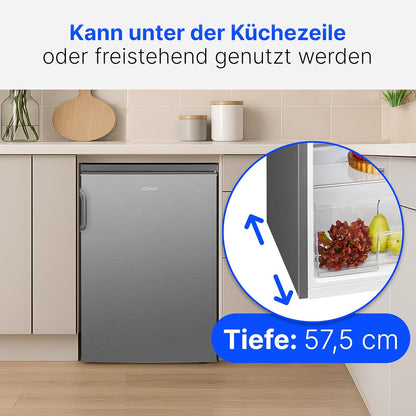 Bomann 133L stainless steel refrigerator VS2195-1-inox, Net capacity: 133 liters, LED interior lighting, Continuous temperature control, 3 glass shelves
