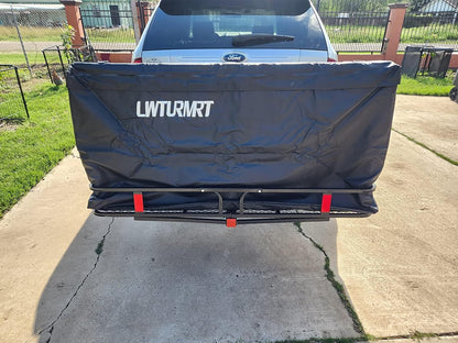 LWTURMRT 60" x 22" x 6" Hitch Cargo Rack with Waterproof Cargo Bag (58" x 20" x 24"), Rust Resistant Baking Paint and Alloy Steel Material