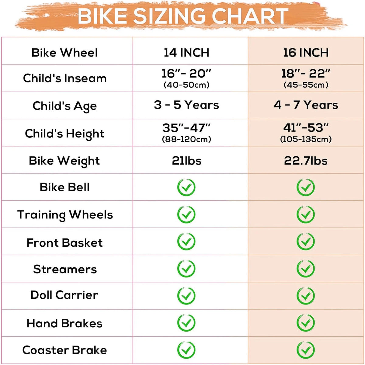 Hykolity 14" Girls Bikes with Basket, Doll Seat, Removable Training Wheel, Adjustable Sanddle - Product image 7