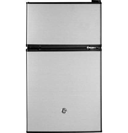 GE Appliances 3.1 Cu. Ft. Freestanding Double Door Compact Refrigerator, Steel - Product image 1
