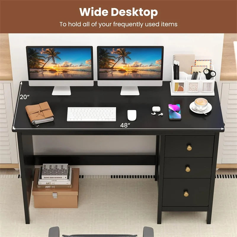 Computer Desk with 3 Storage Drawers, 48" Modern Home Office Desk with Spacious Desktop - Product image 16