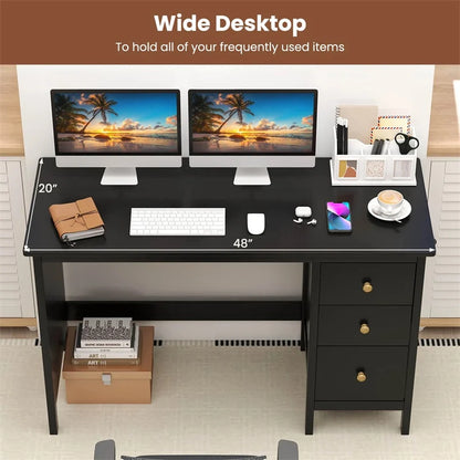 Computer Desk with 3 Storage Drawers, 48" Modern Home Office Desk with Spacious Desktop - Product image 16