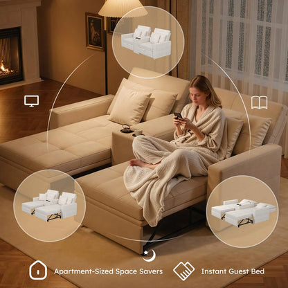 AECOJOY 75" Sleeper Chair, 3 in 1 Convertible Sleeper Sofa Bed, 2-Seater Pull Out Couch Bed - Product image 10