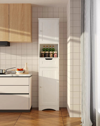 Aiho 67"h Bathroom Storage Cabinet with 2 Doors and 1 Drawer for Bathroom, Bedroom, Kitchen, and Living Room - White